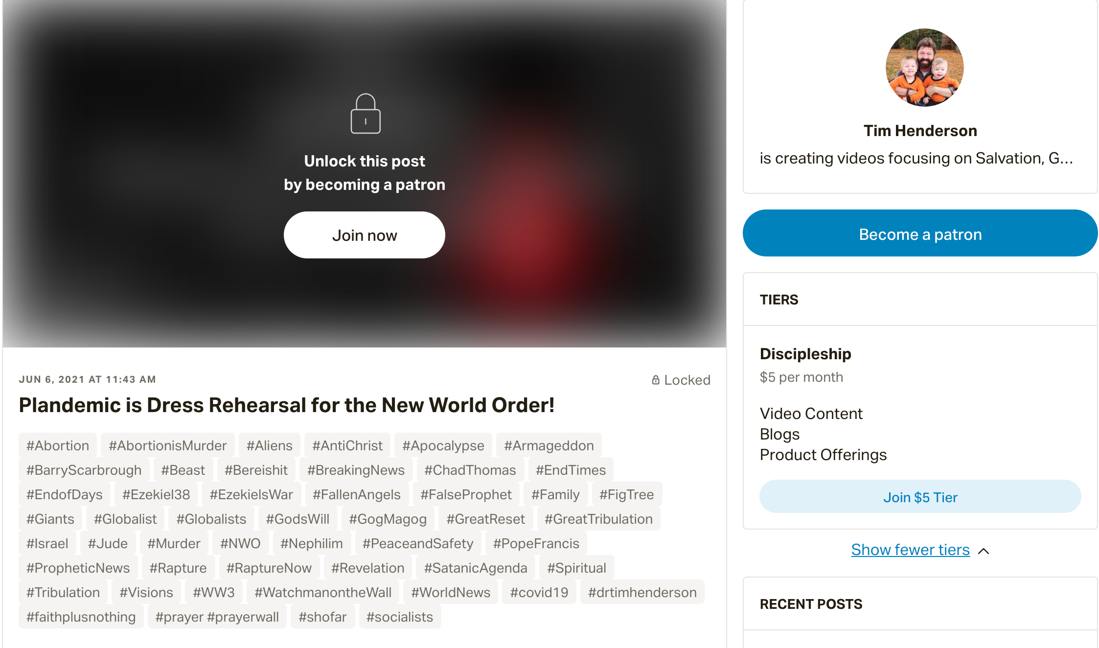 Tim Henderson Patreon