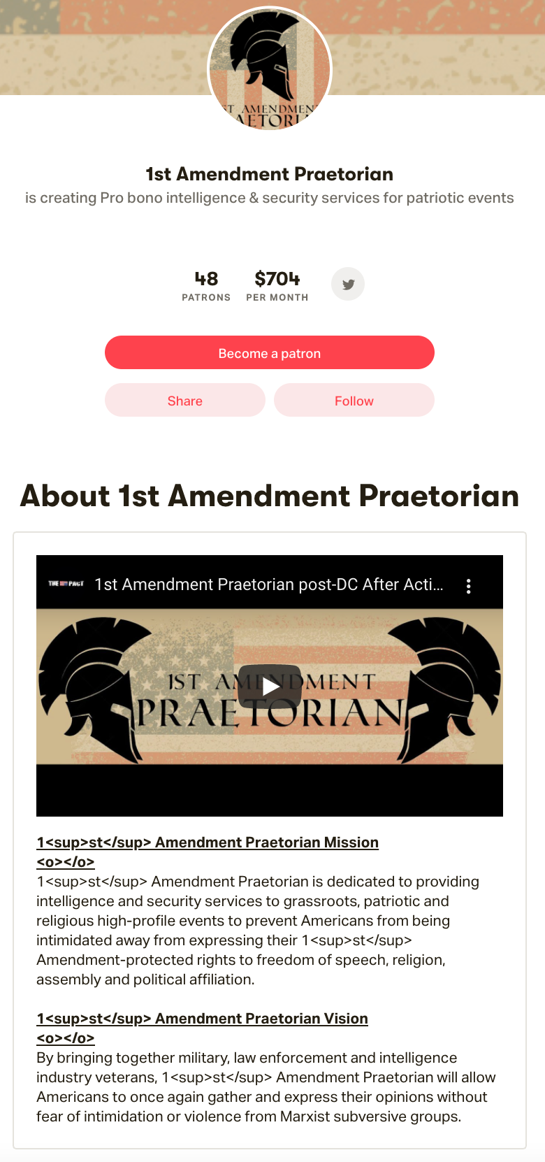 1st Amendment Praetorian Patreon
