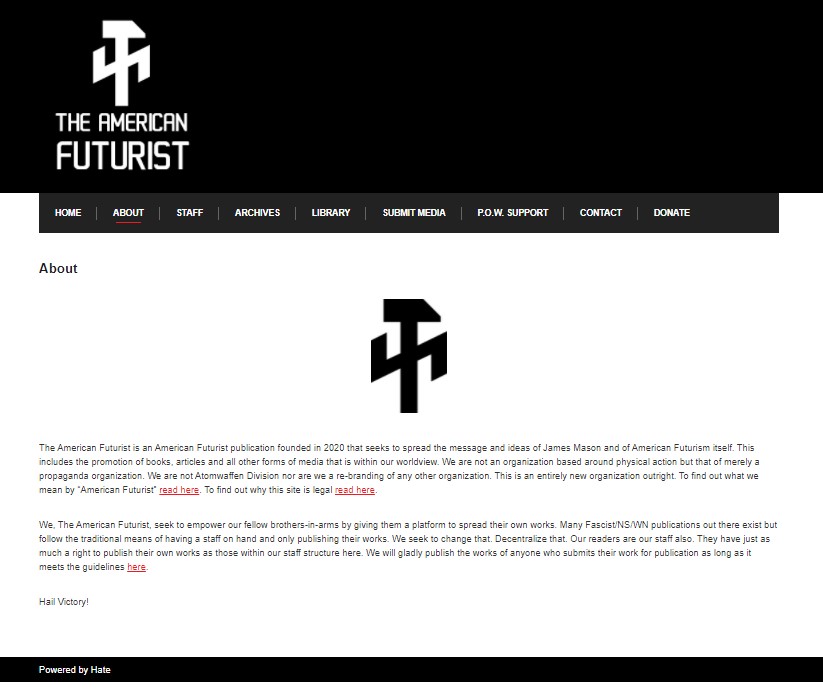 screenshot of American Futurist website