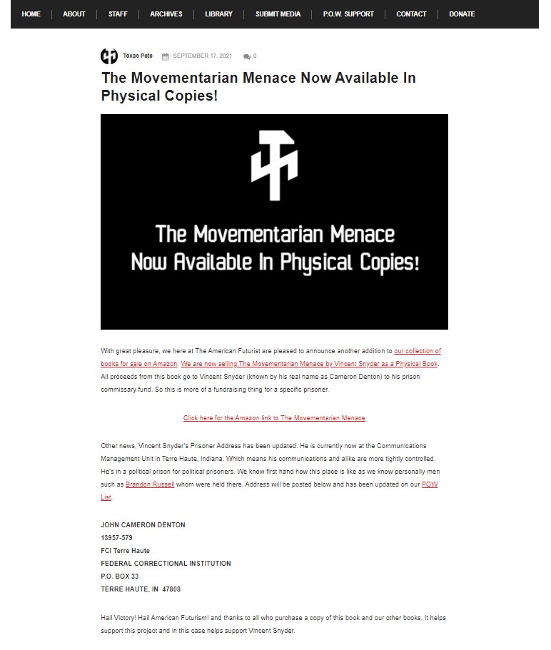 screenshot of American Futurist website