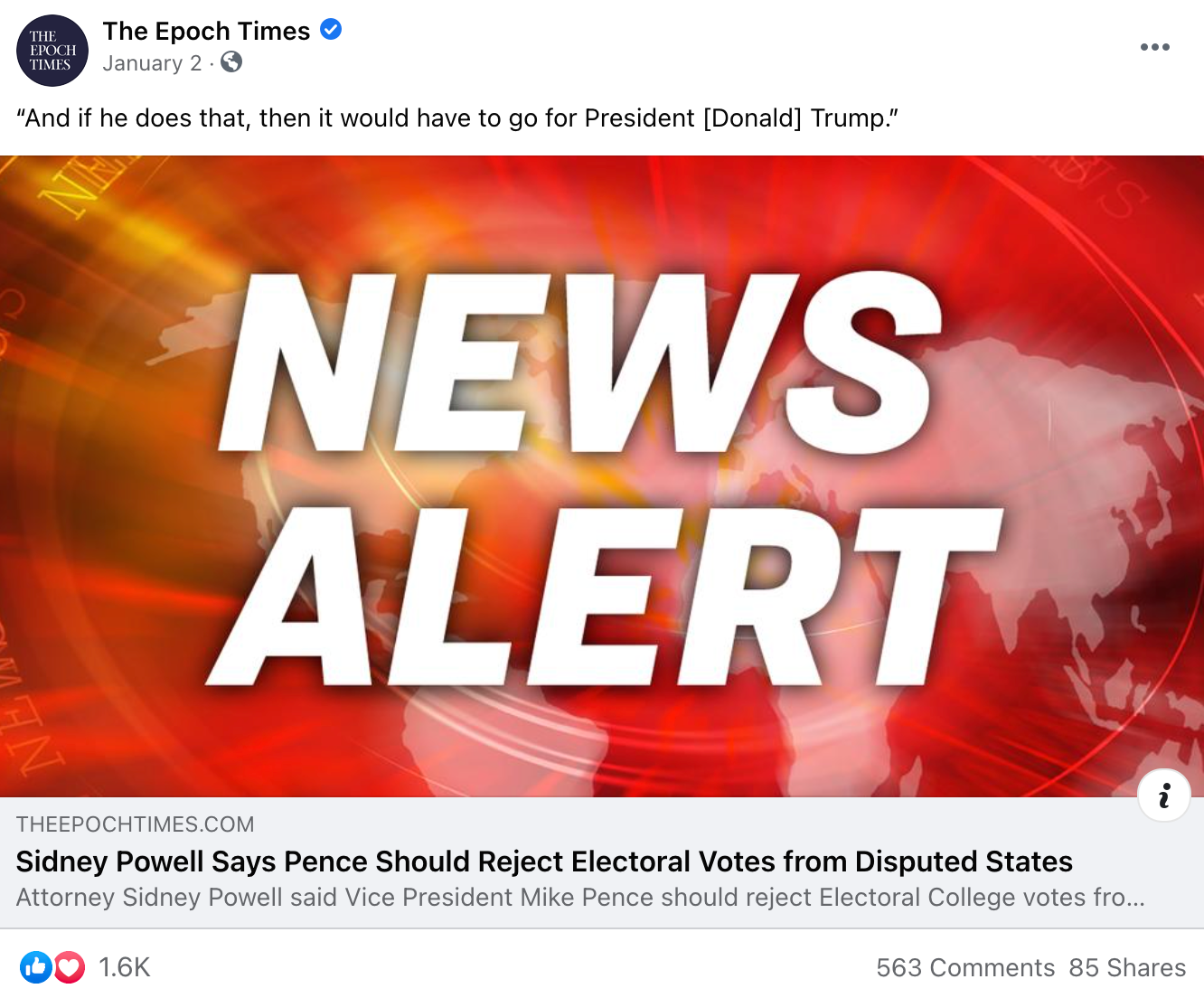 image of facebook post