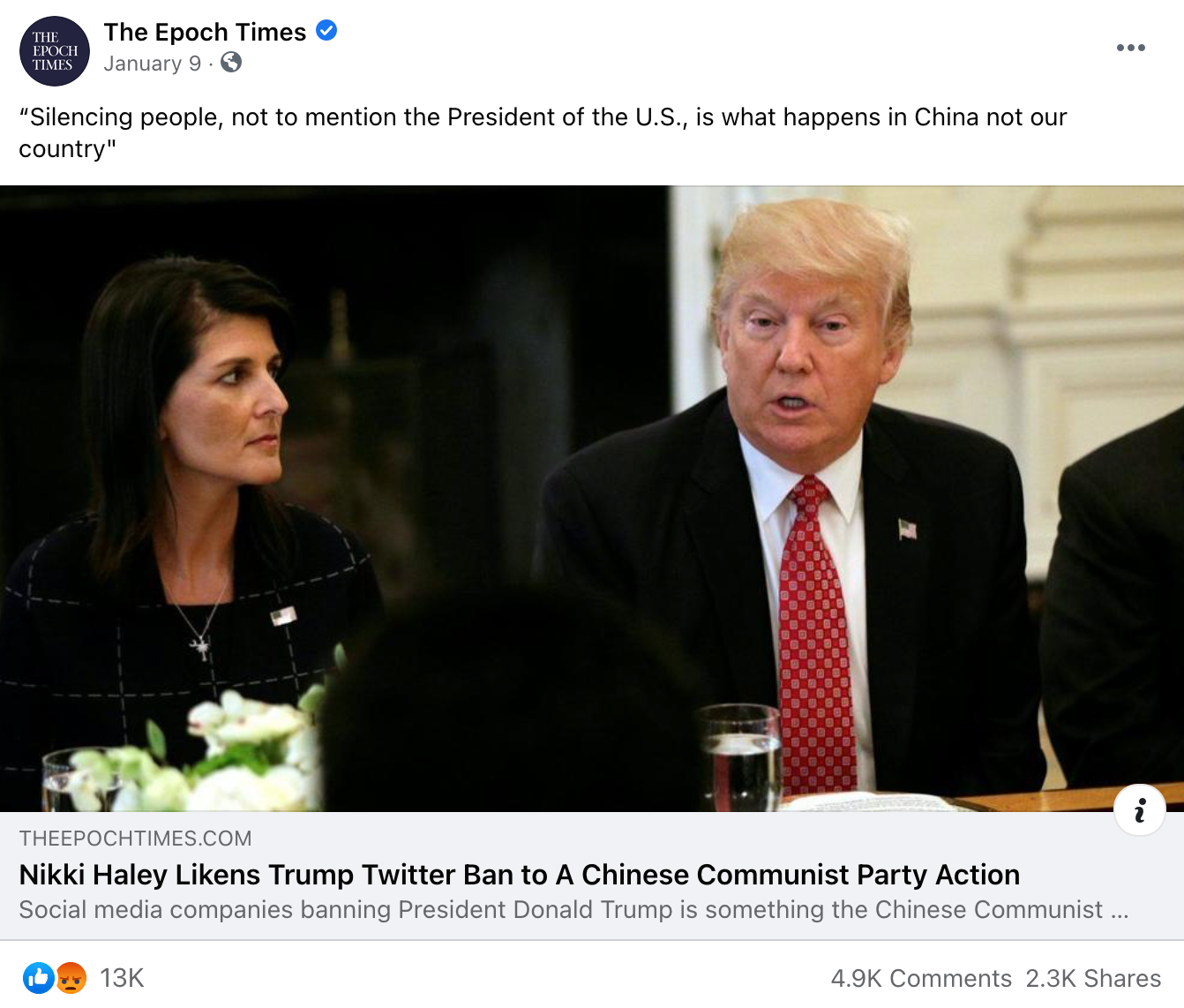 image of facebook post