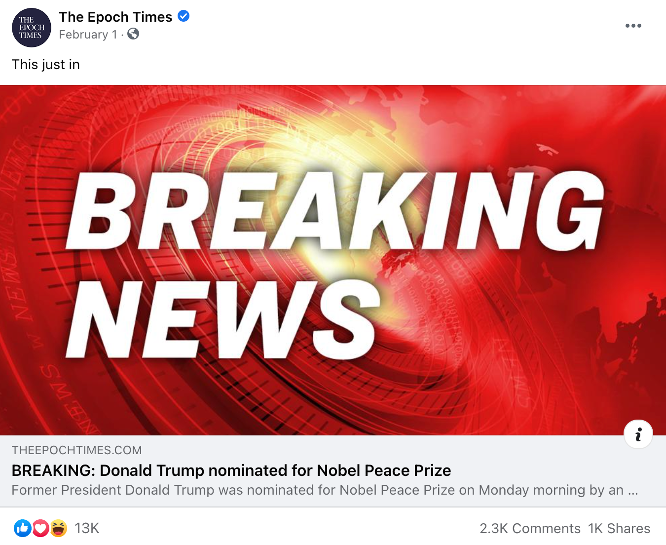 image of facebook post