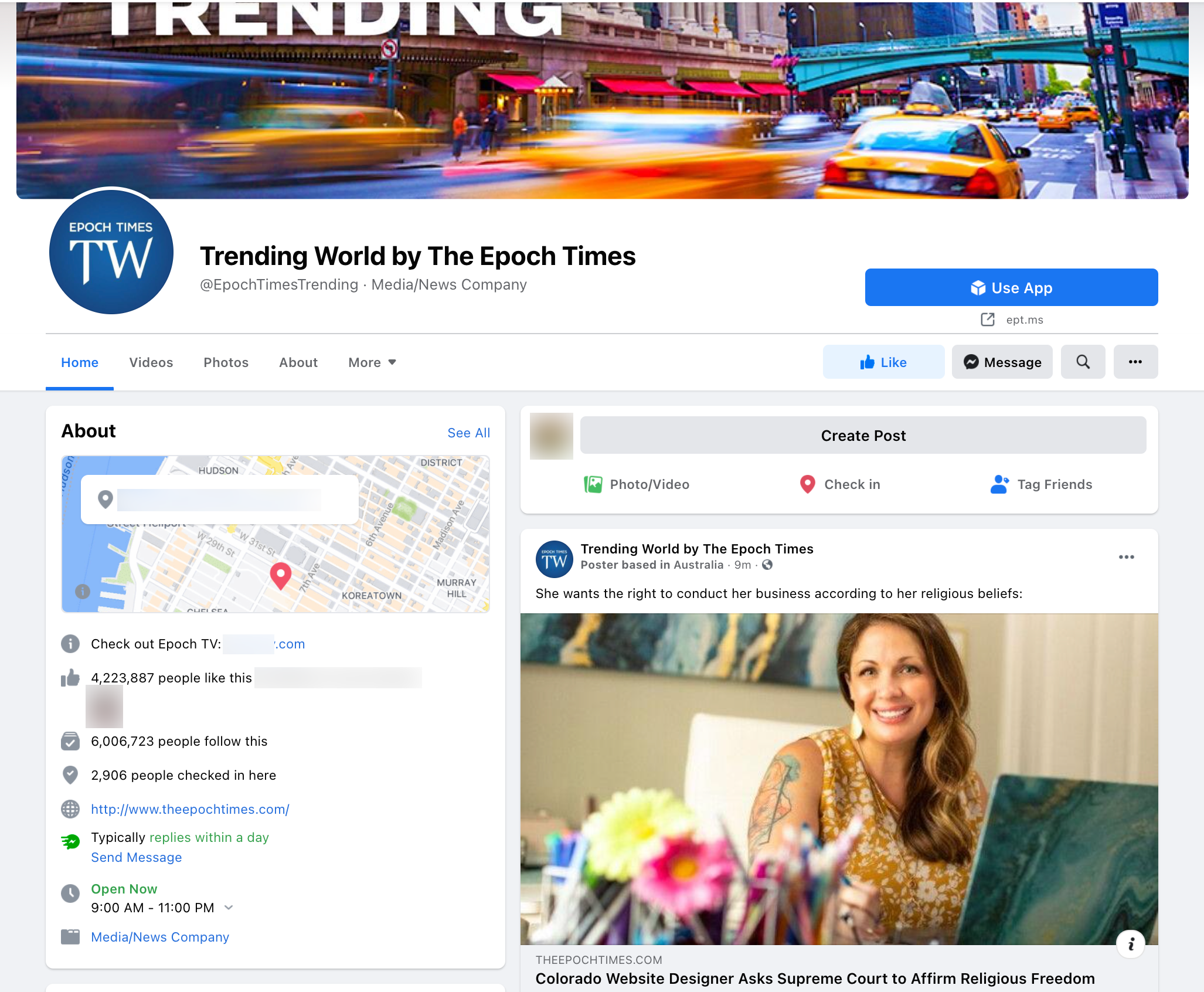 image of facebook page