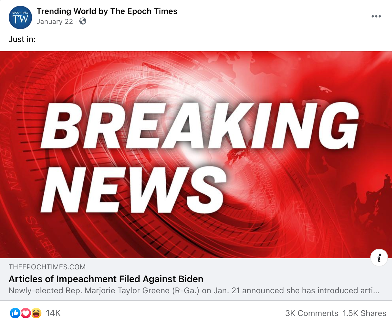 image of facebook post