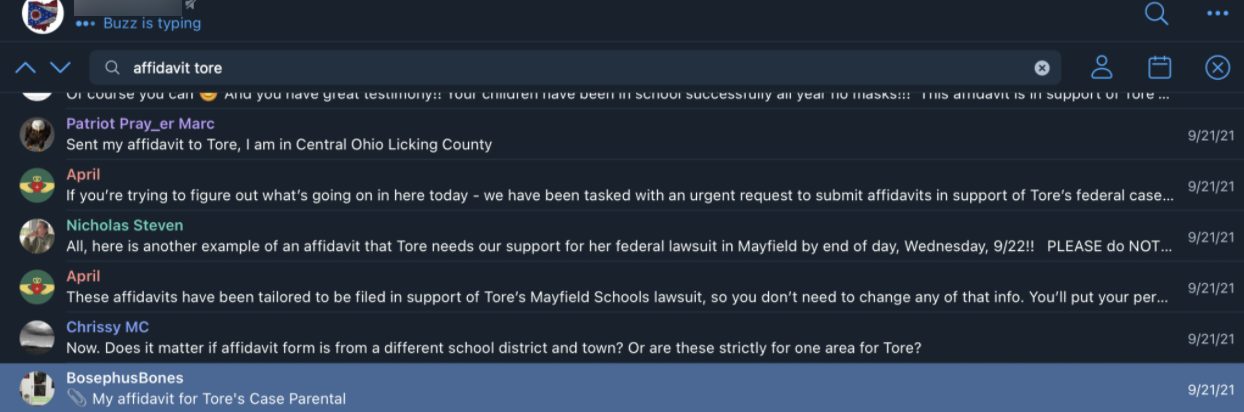 Tore affidavits Ohio group2
