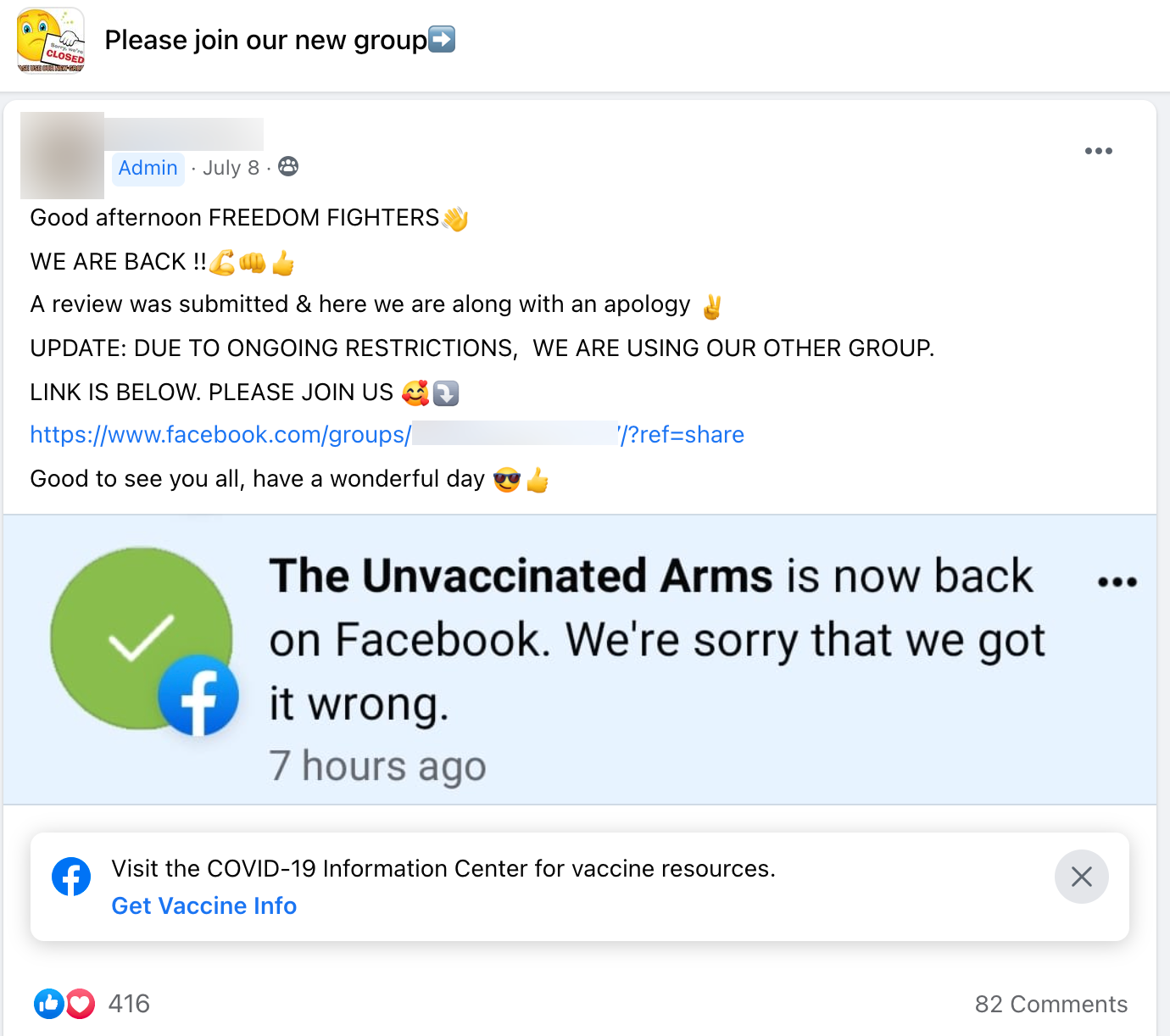 image of facebook post