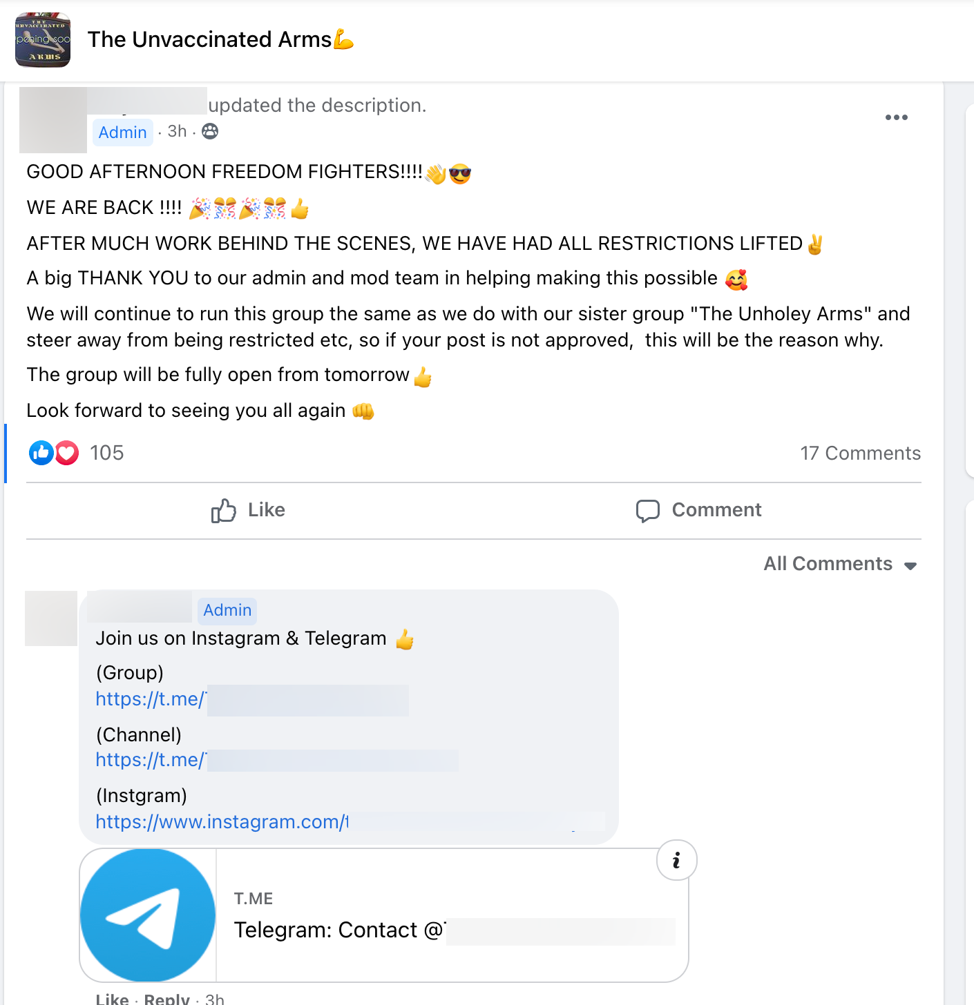 image of facebook post