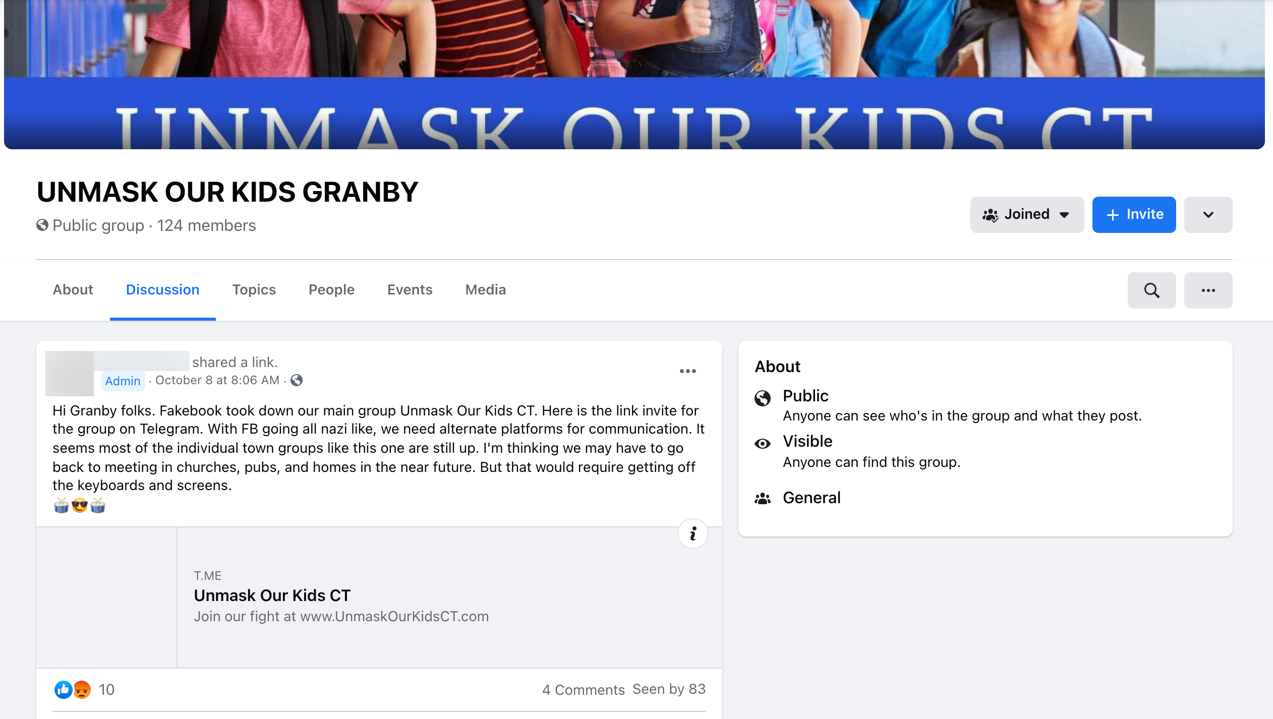 image of facebook post