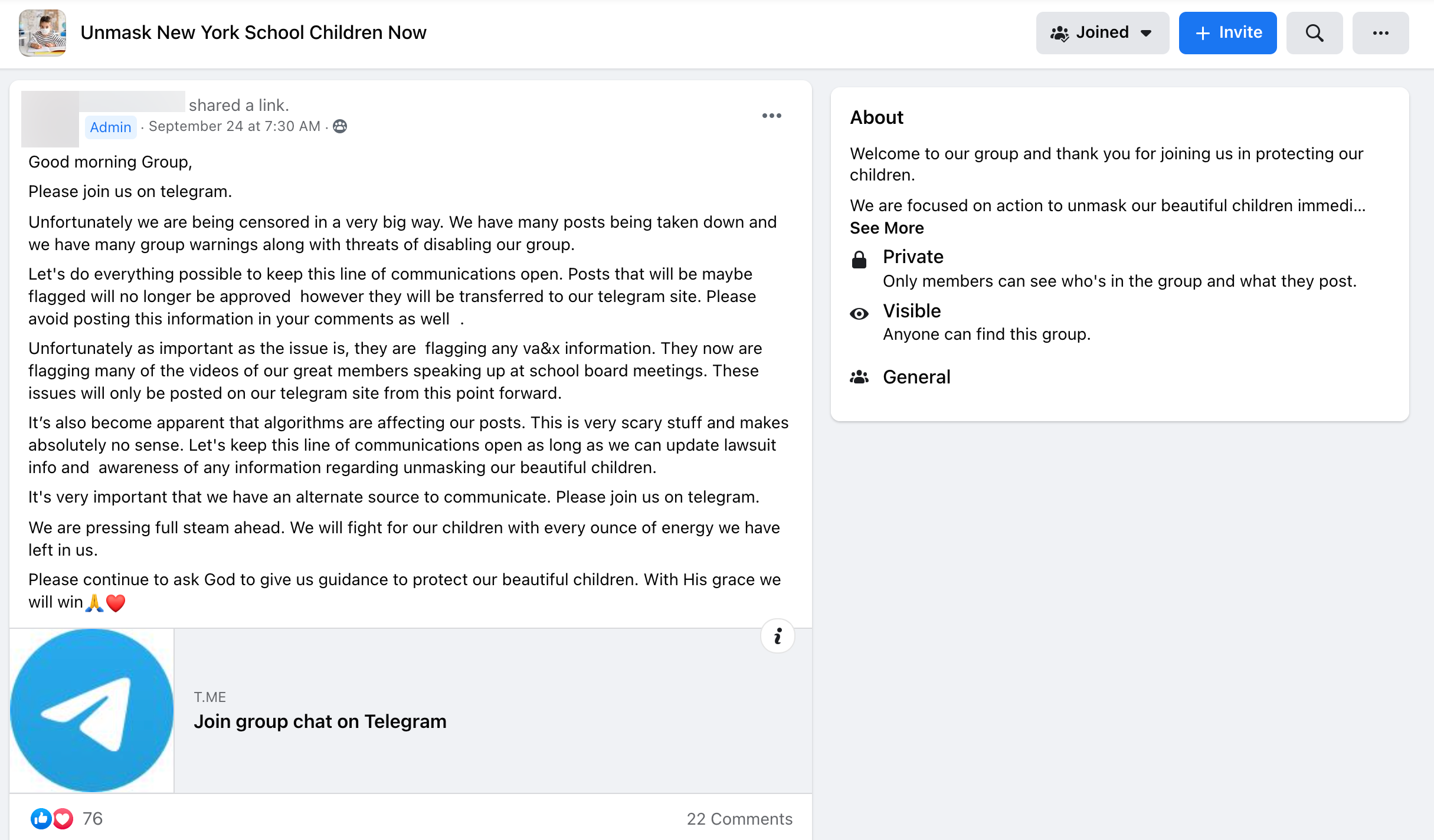 image of facebook post