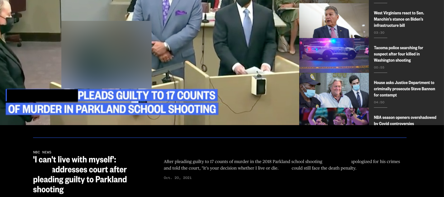 NBC news video of guilty plea