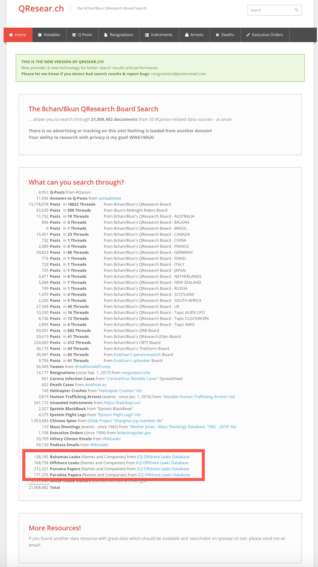 qanon icij document aggregator