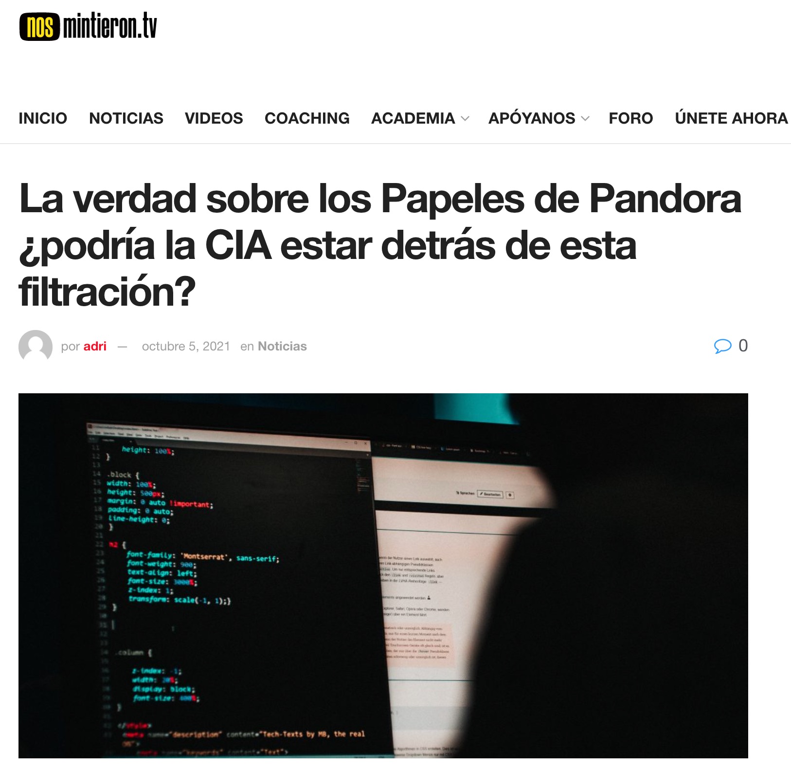 nosmintieron.tv pandora papers article
