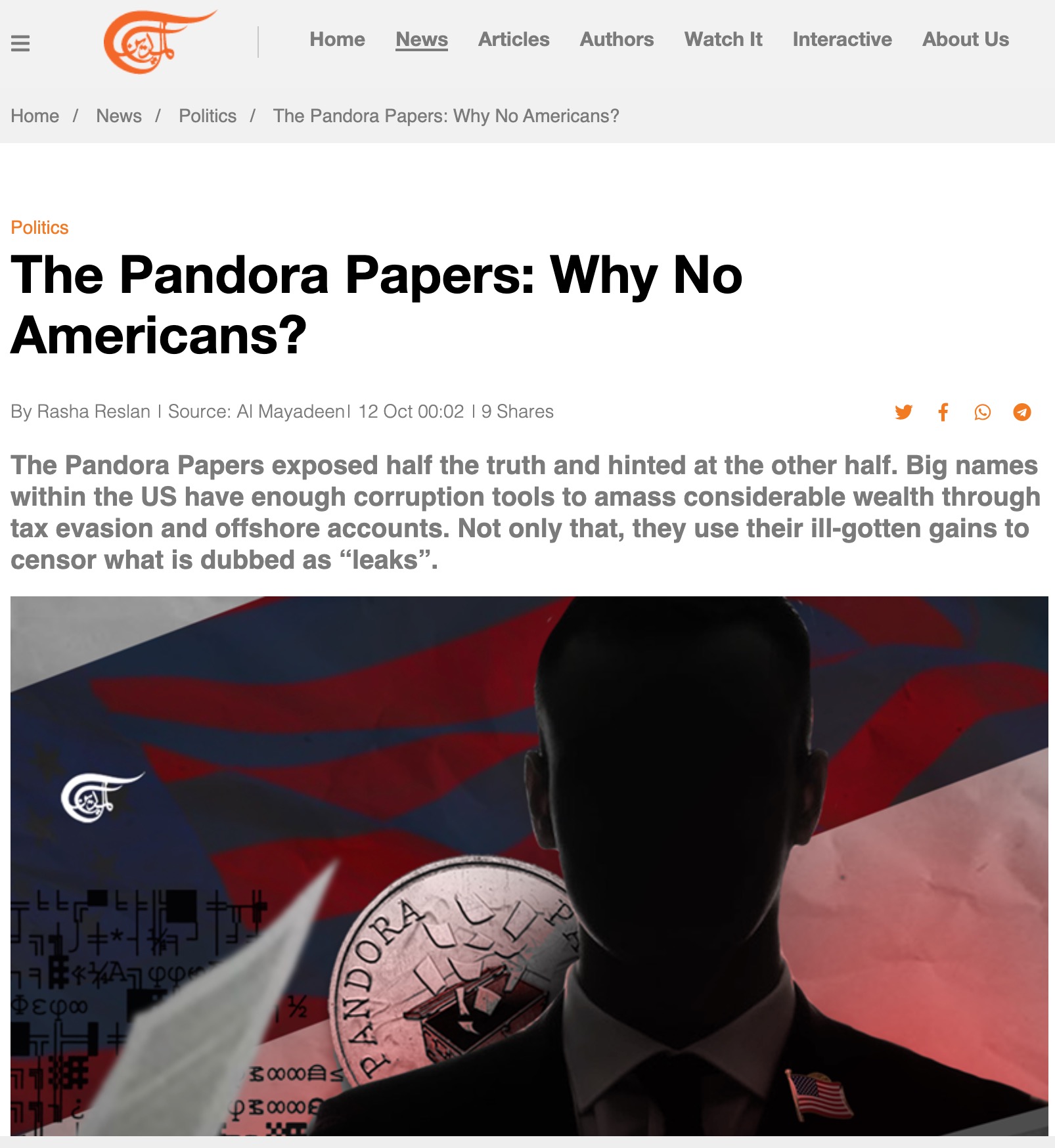 al mayadeen pandora papers article