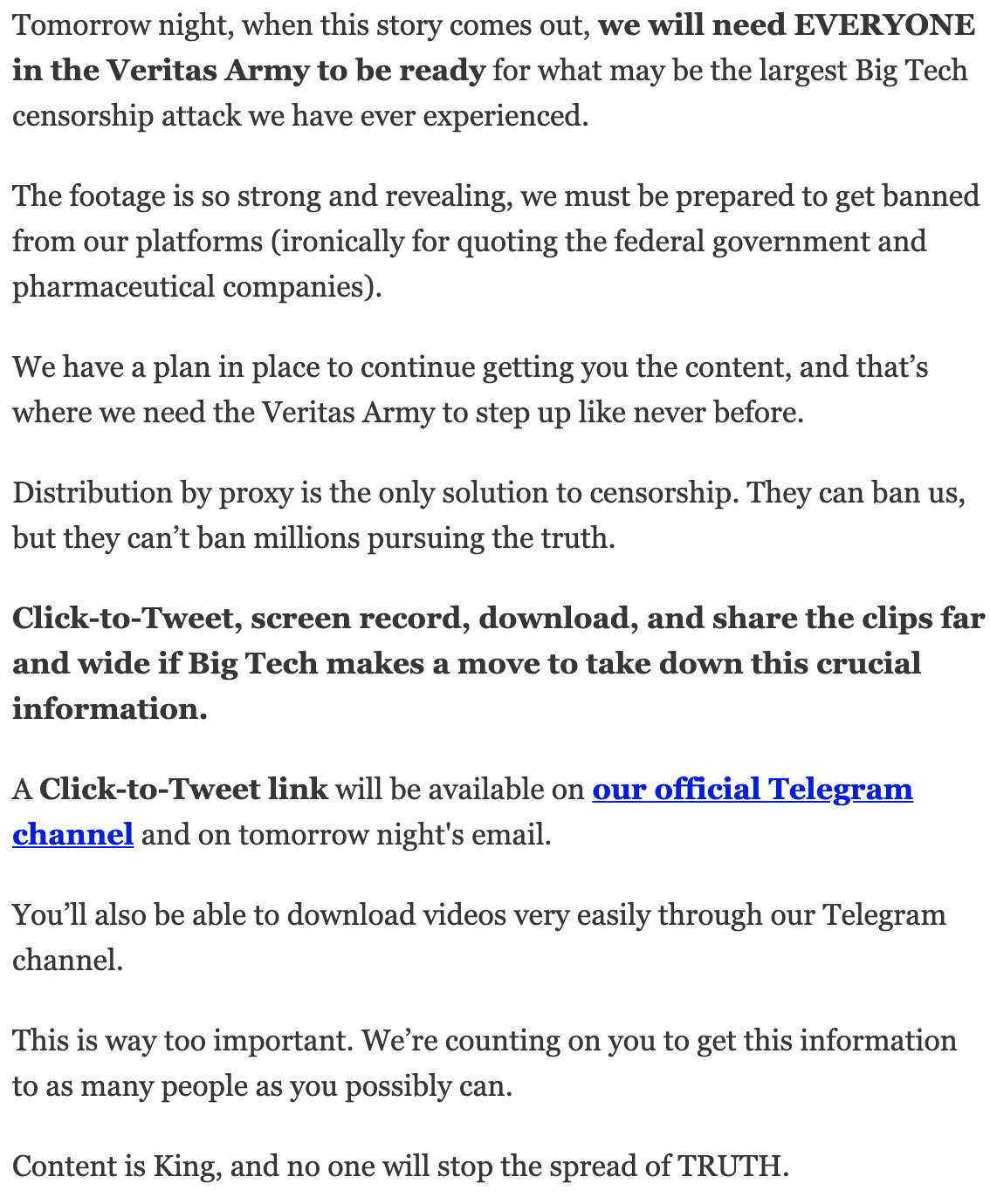 From a Project Veritas email sent on September 19, 2021.