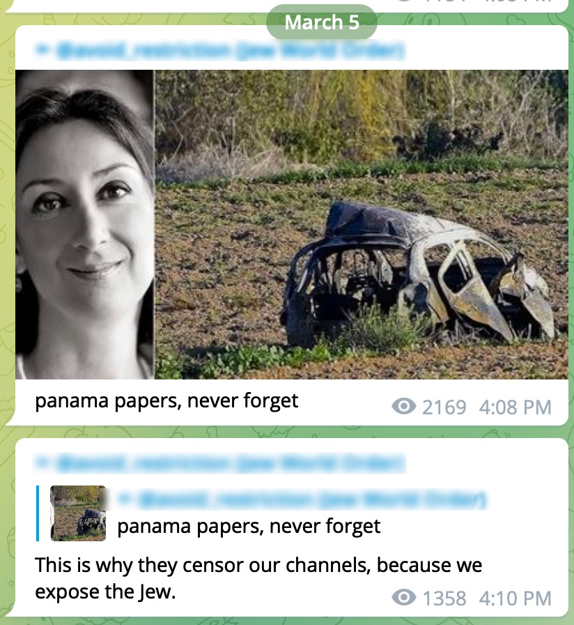 Antisemitic telegram channel praises Panama Papers