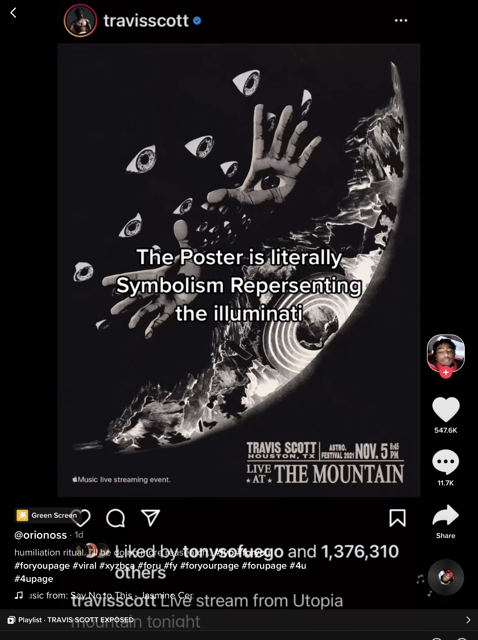 "The poster is literally symbolism representing the illuminati" 