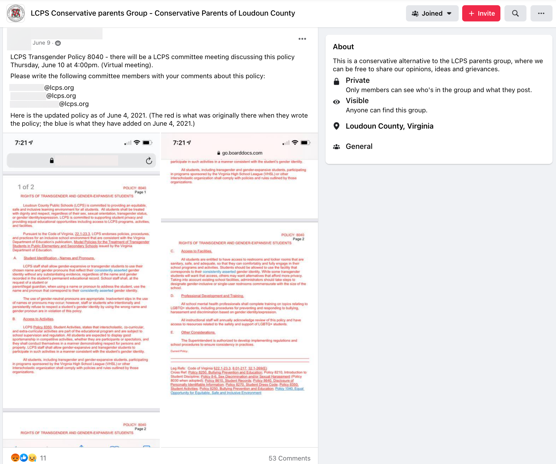 image of facebook post