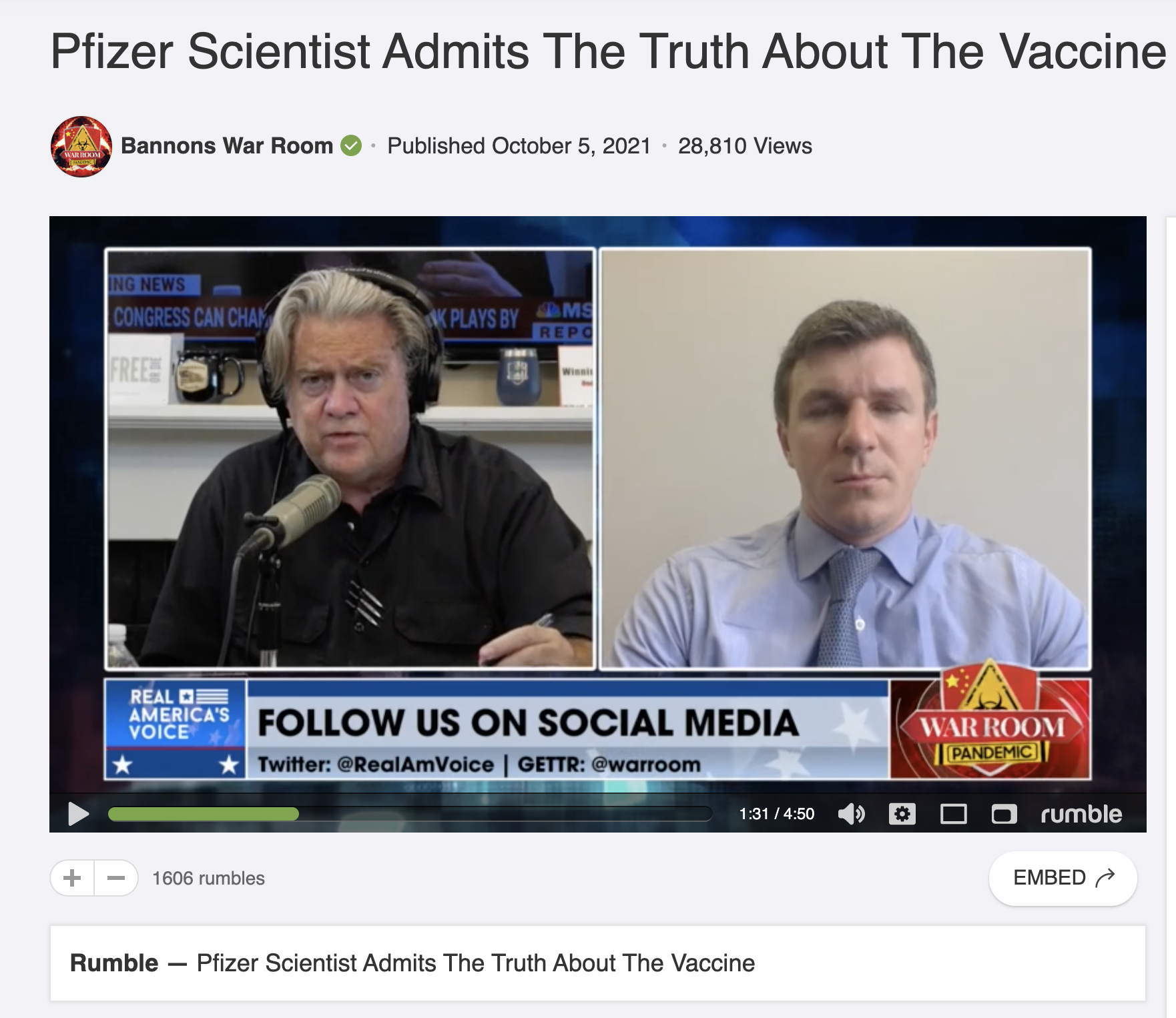 From the October 5, 2021 edition of Steve Bannon's War Room. 