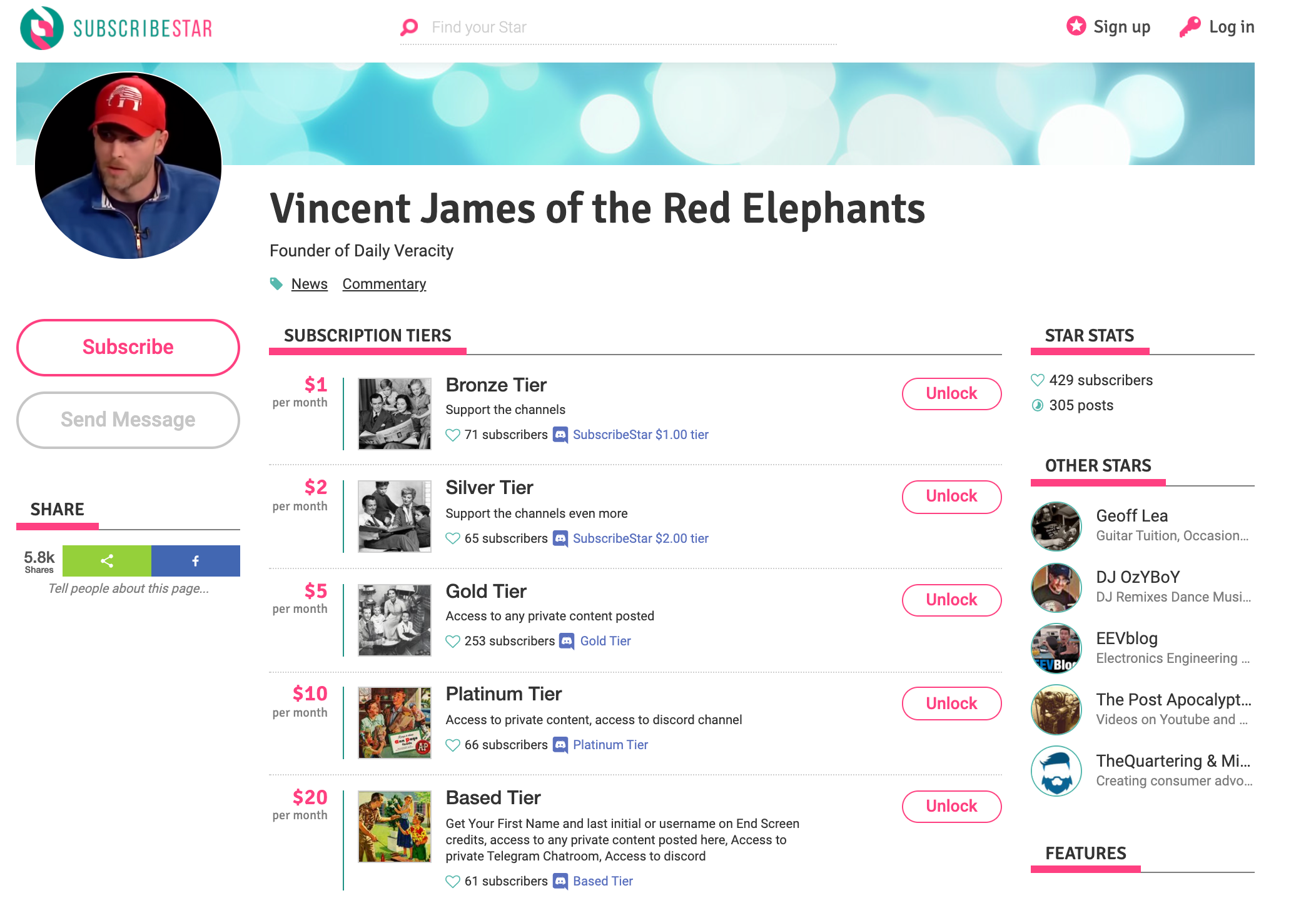 Vincent James Subscribestar