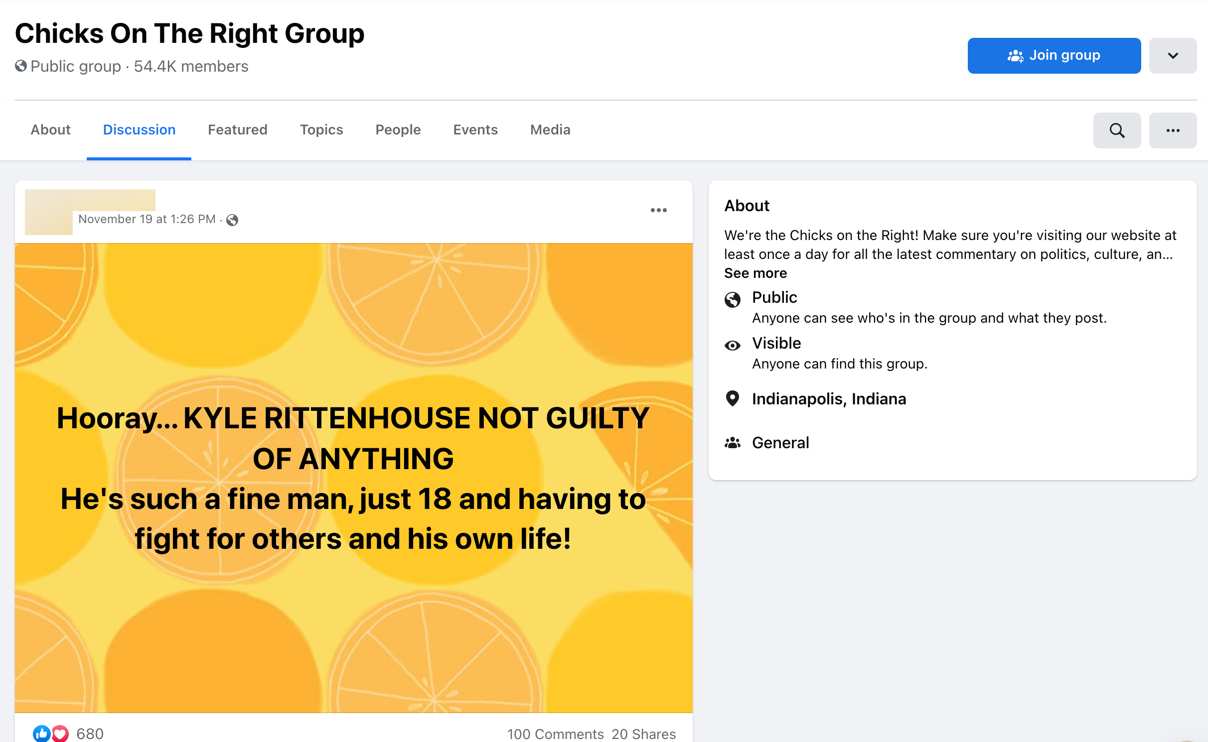 image of facebook post