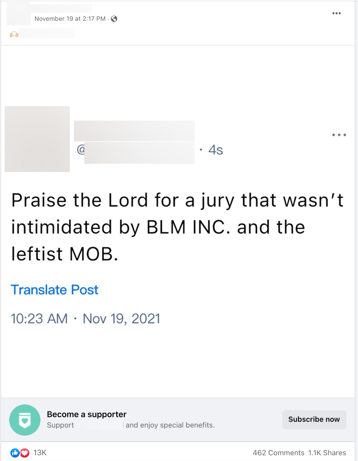 image of facebook post
