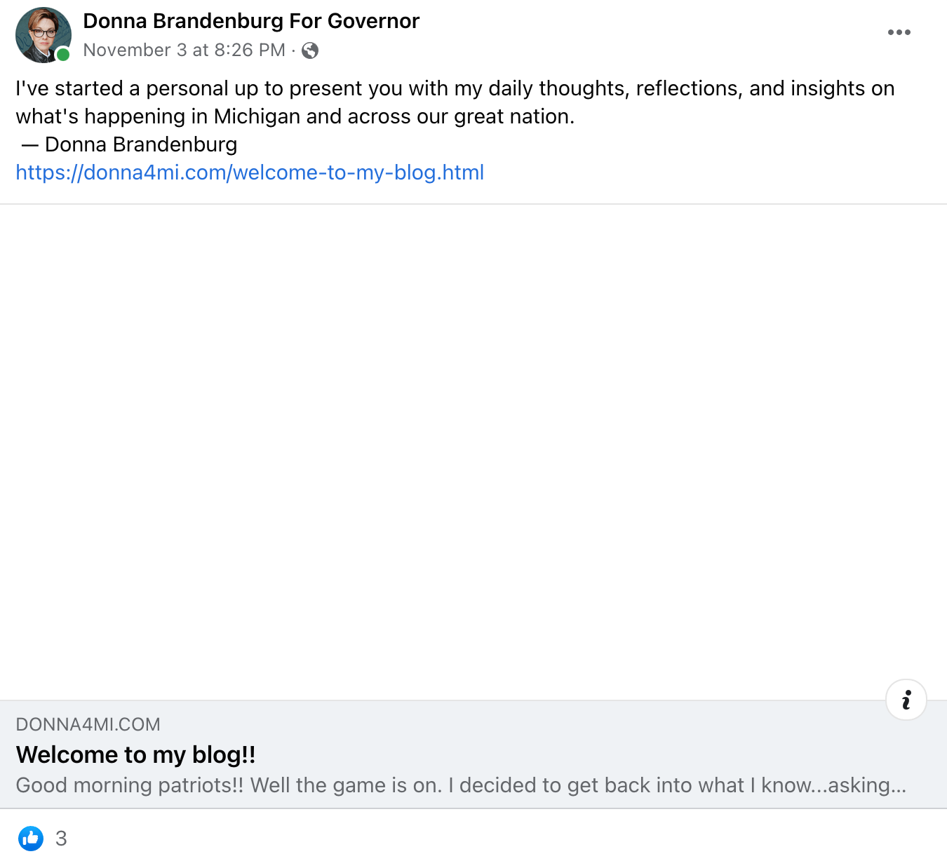 Donna Brandenburg Facebook post