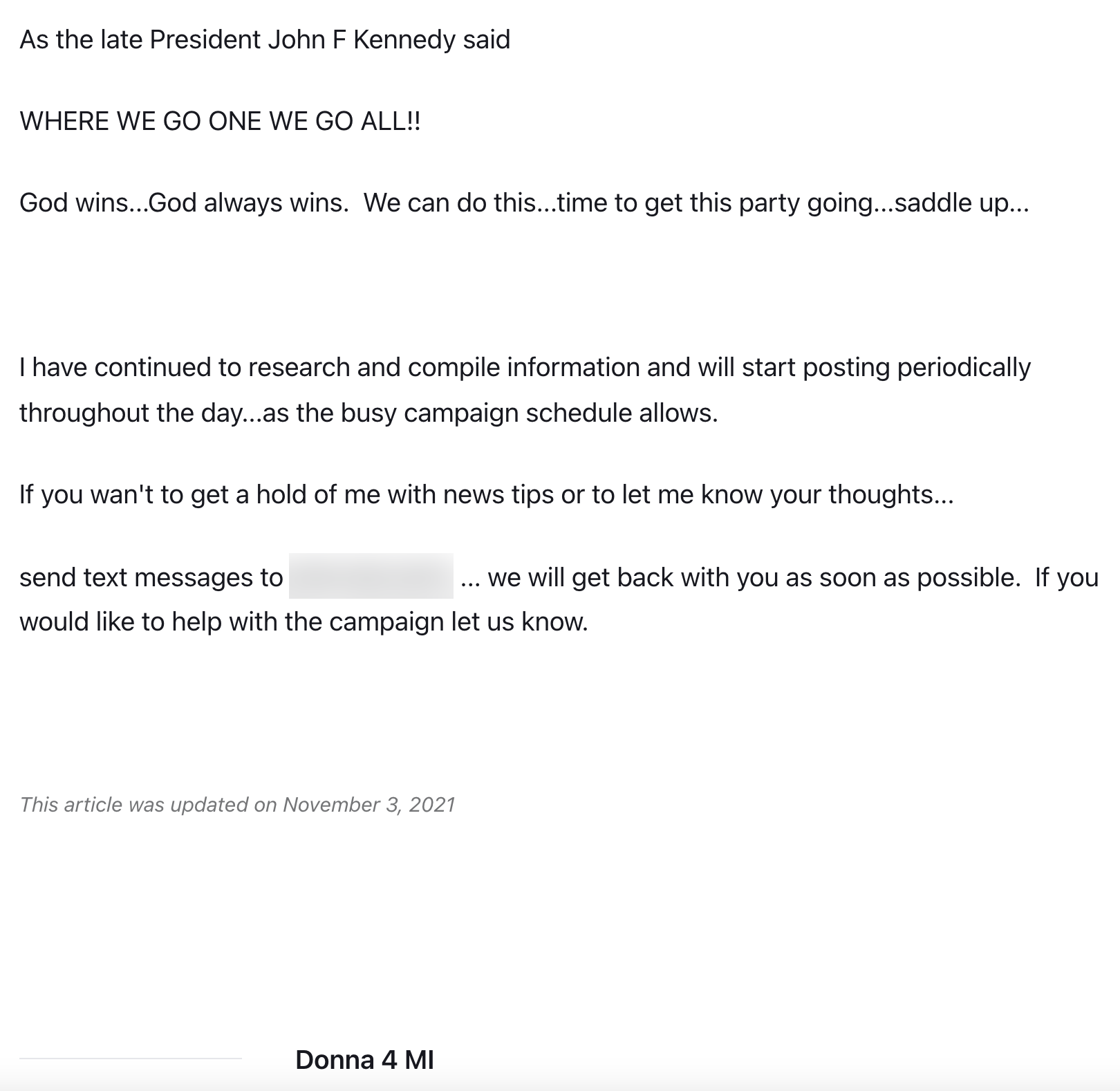 Donna Brandenburg blog post