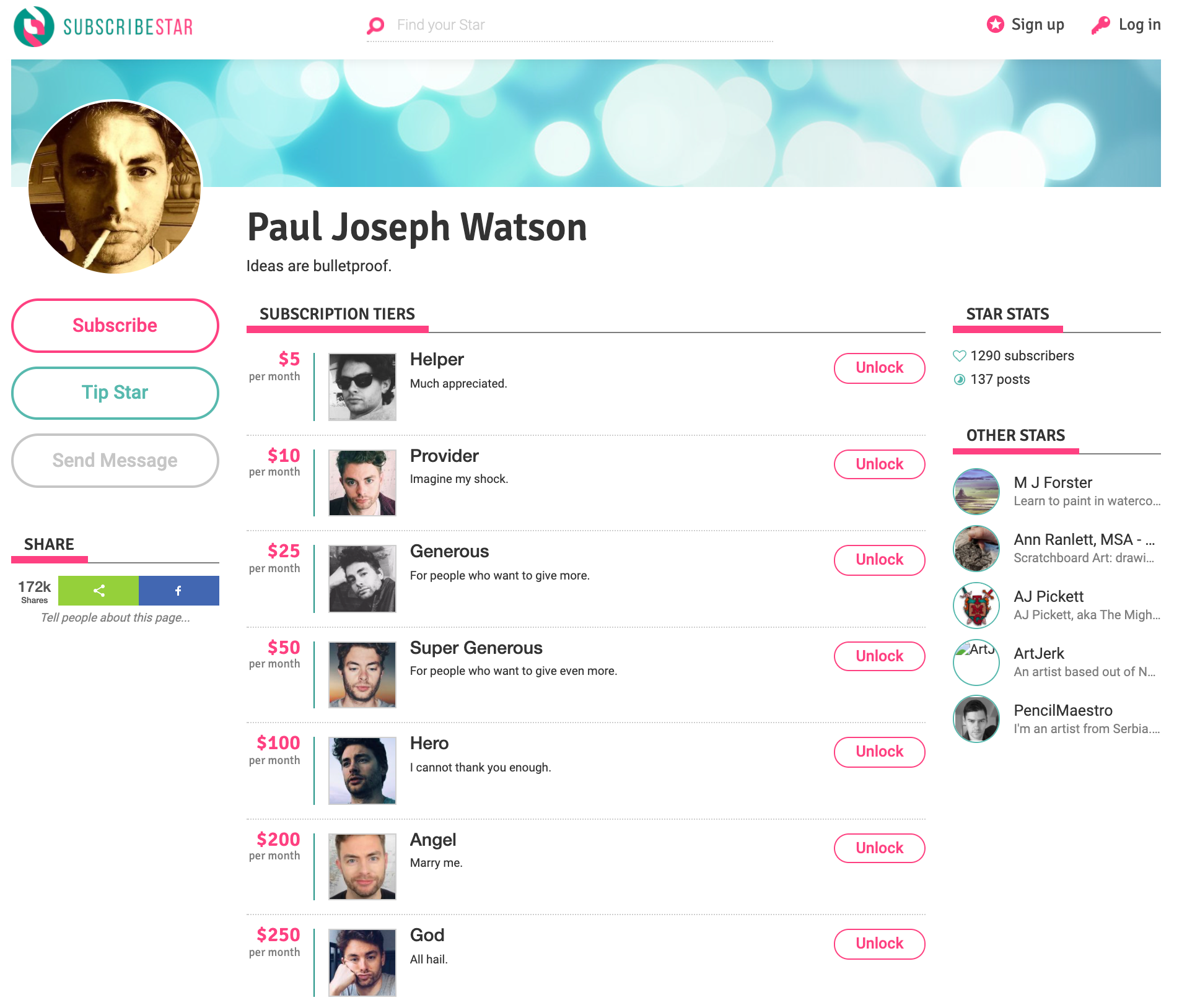 Paul Joseph Watson Subscribestar