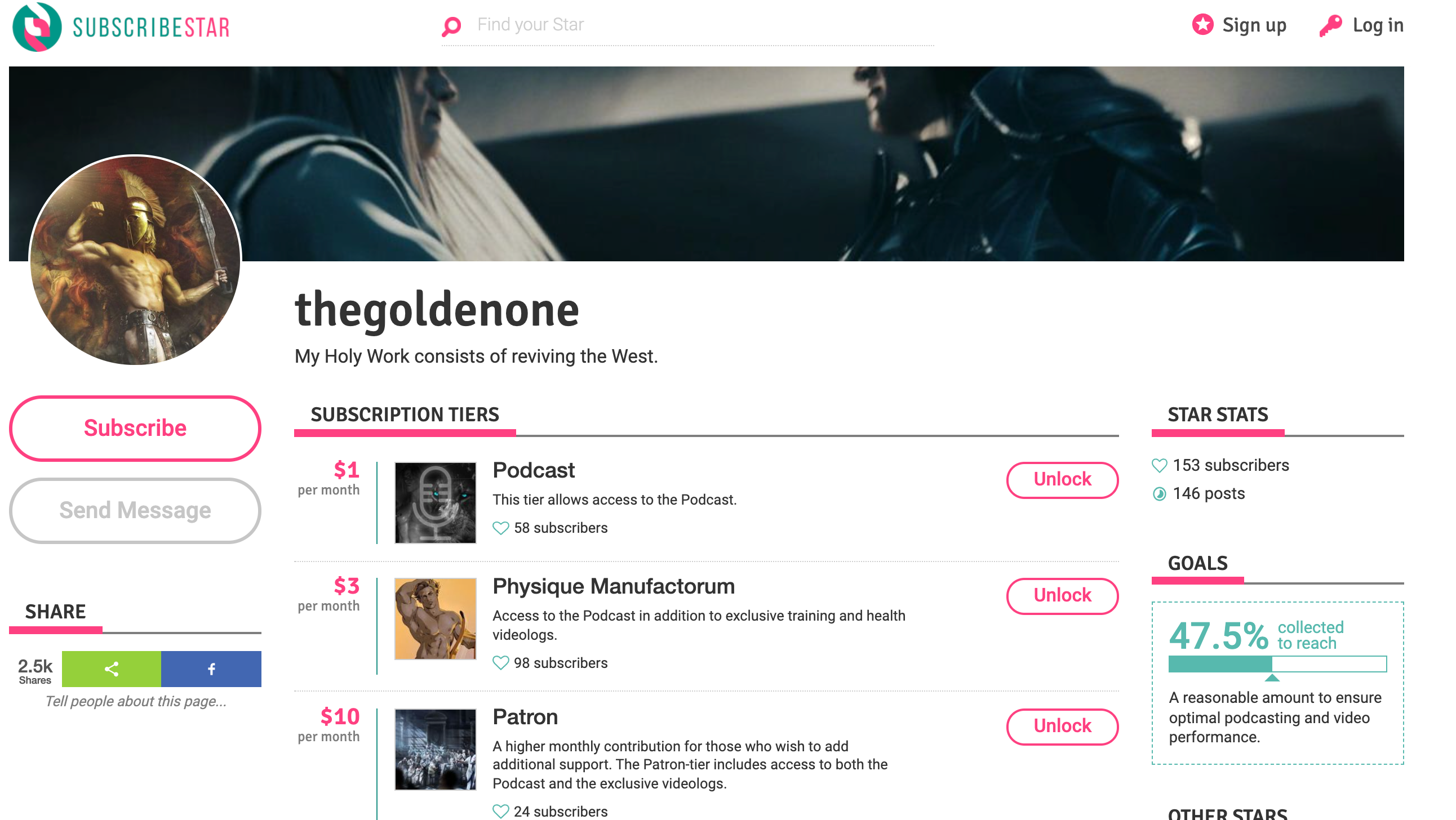 The Golden One Subscribestar