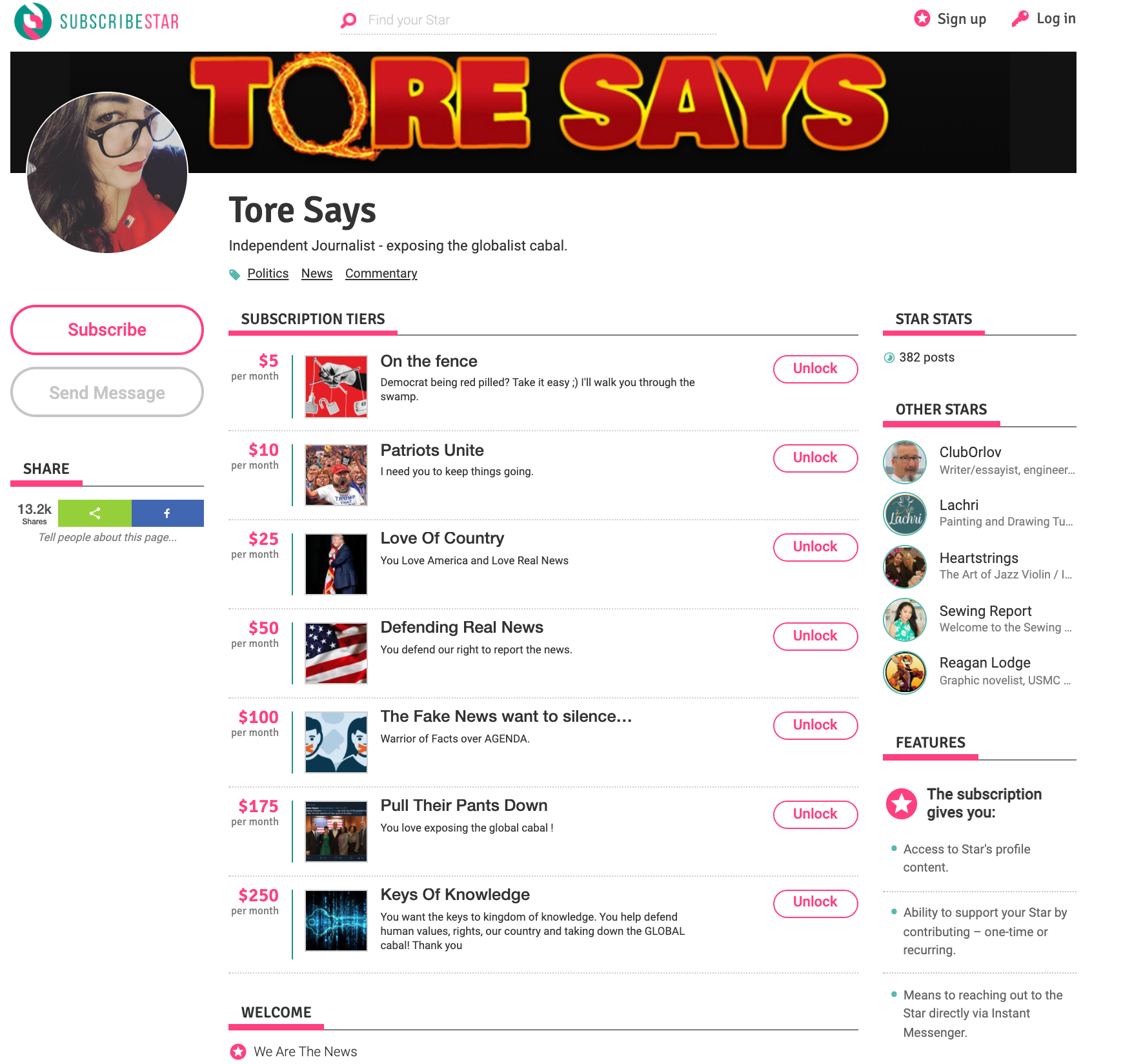Tore Subscribestar