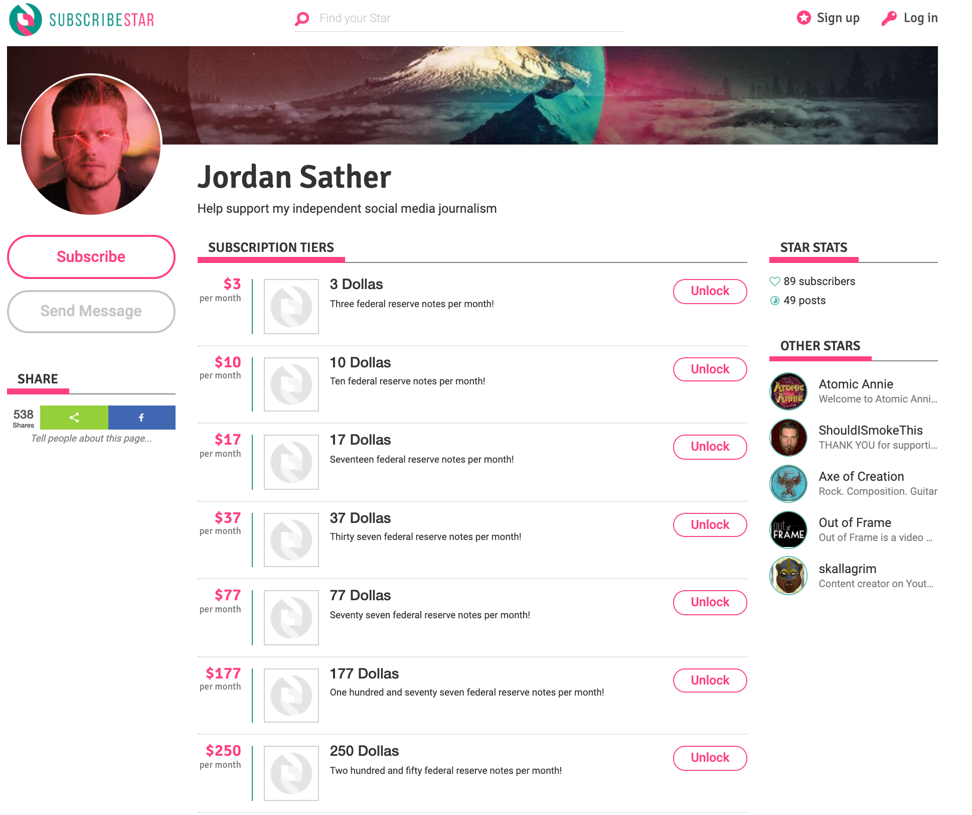 Jordan Sather Subscribestar