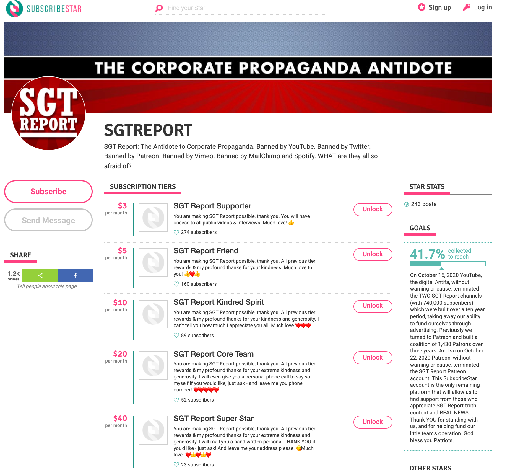 SGT Report Subscribestar