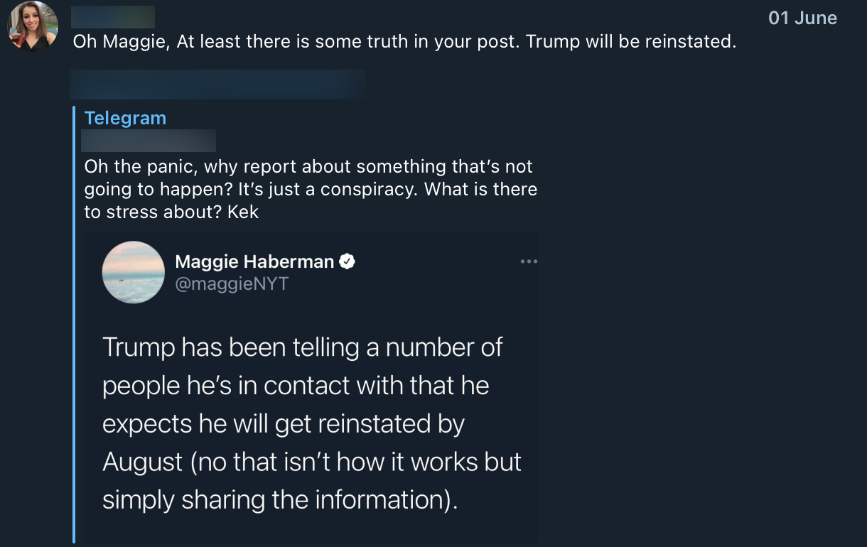 QAnon reinstatement post