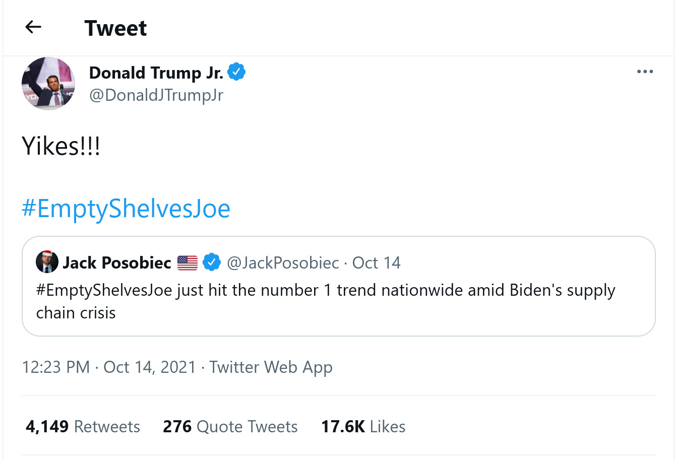 DJTjr - Oct 14 - emptyshelvesjoe