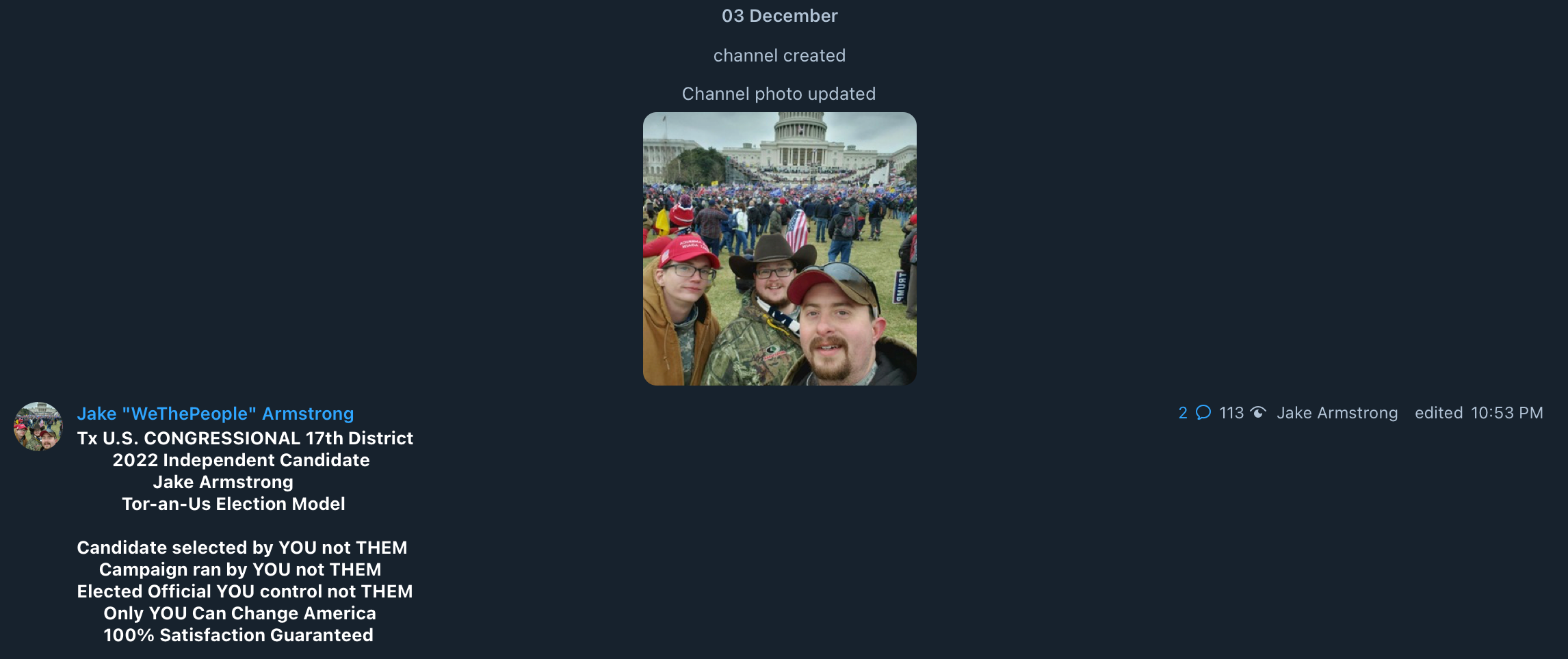 Jake Armstrong campaign post