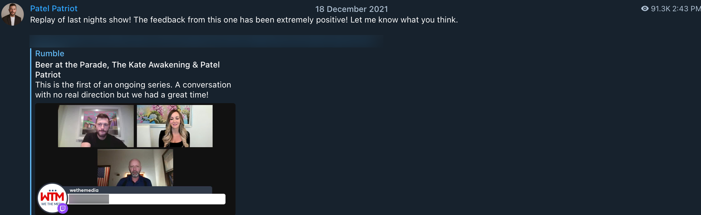 Patel Patriot QAnon show hosts