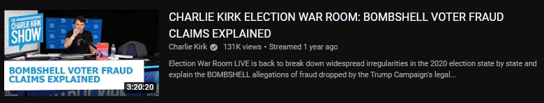 screenshot of Charlie Kirk Show video