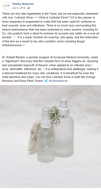 Shelby Naturals colloidal silver post