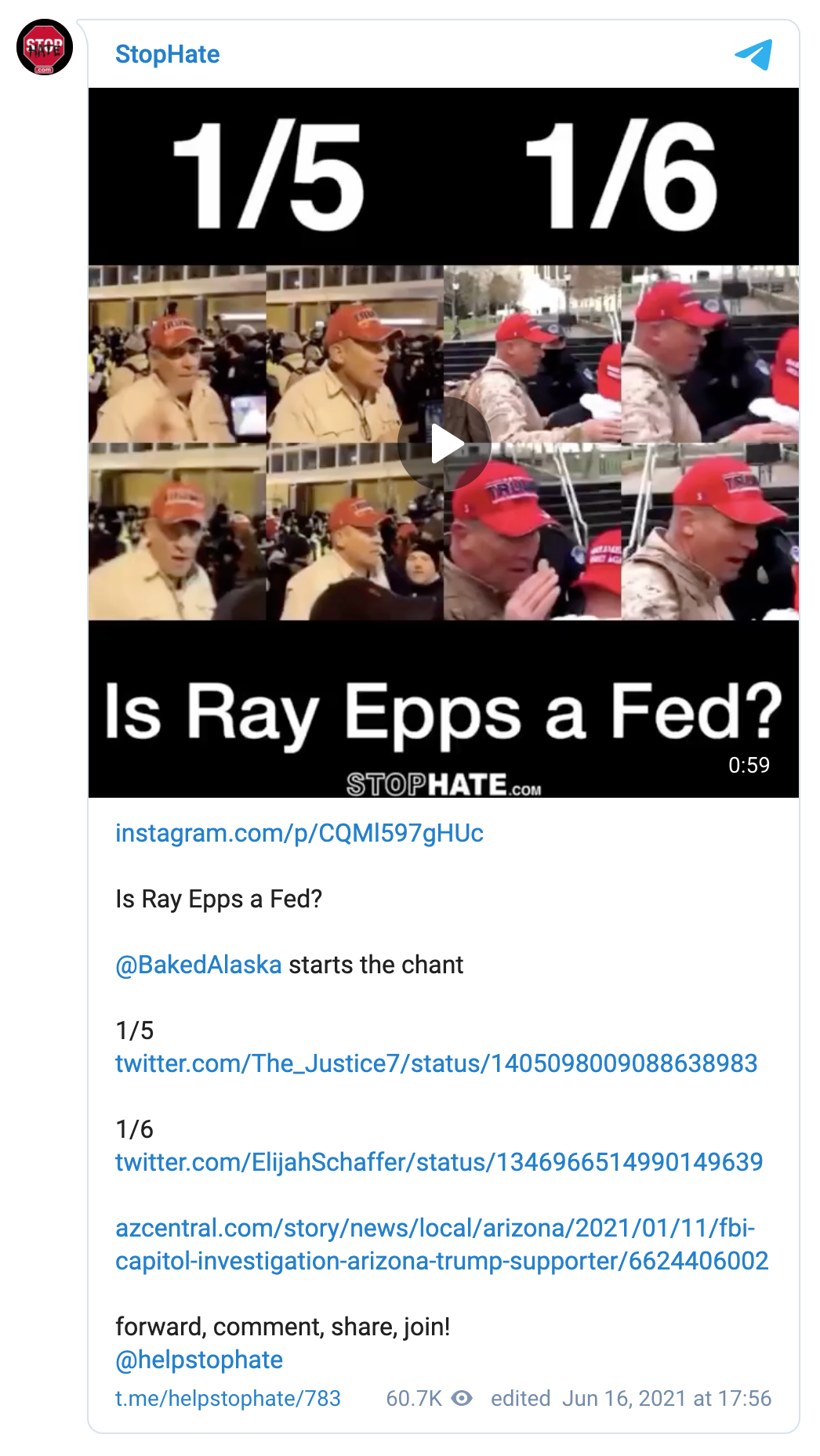image of telegram post