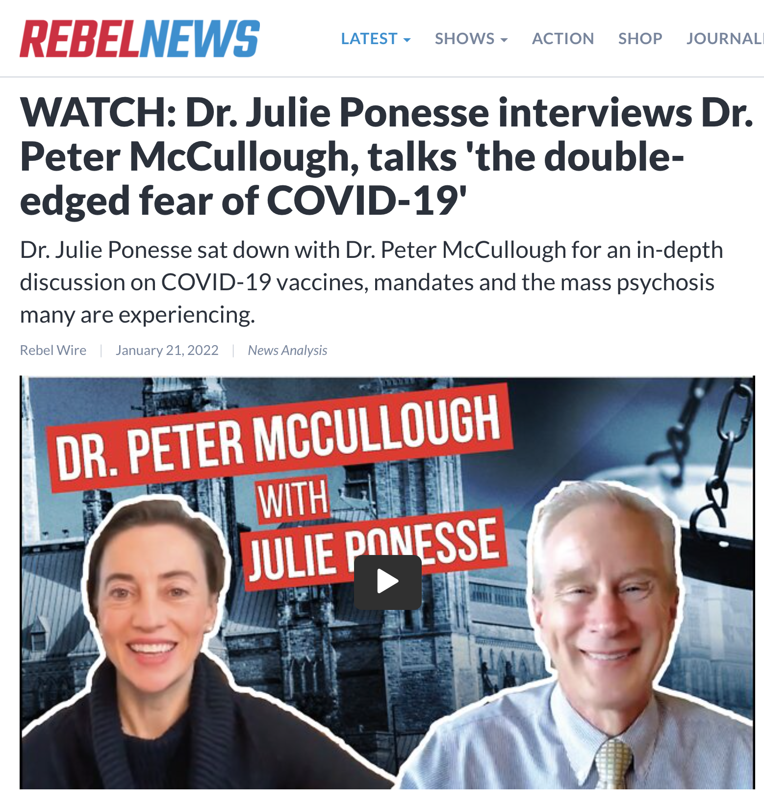 From a January 21, 2022, post on Rebel News. 