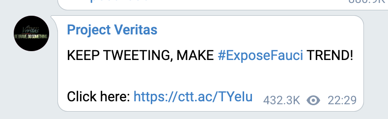 From a January 10, 2022, post on the Project Veritas Telegram channel. 