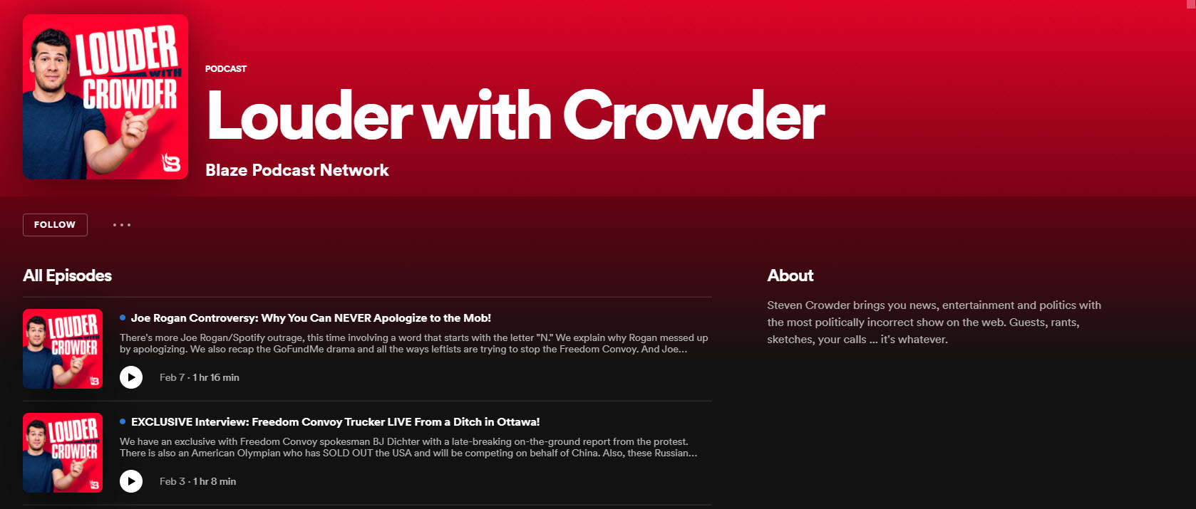 Louder with Crowder Spotify Page