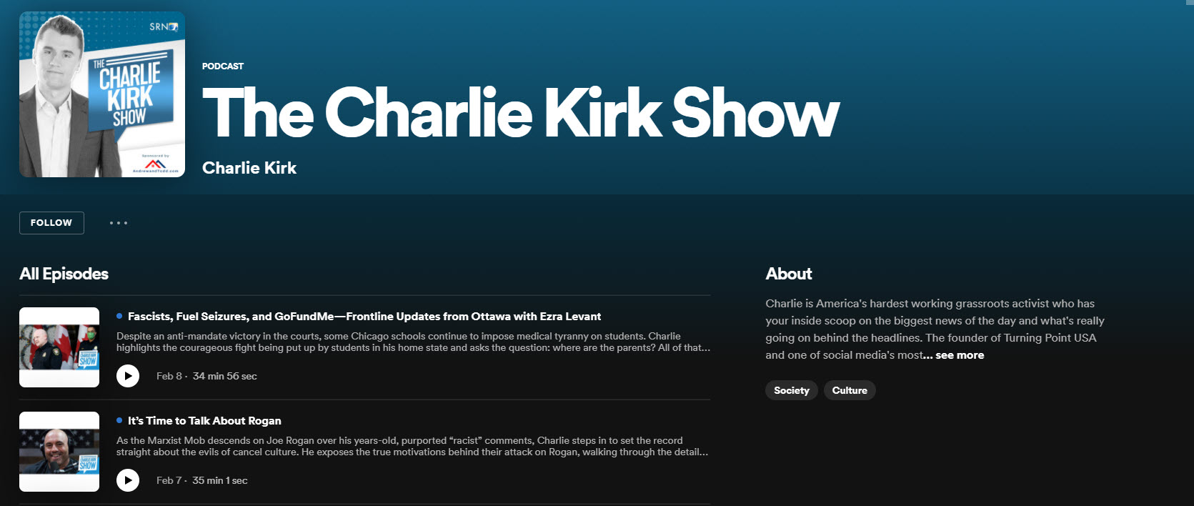 The Charlie Kirk Show Spotify Page