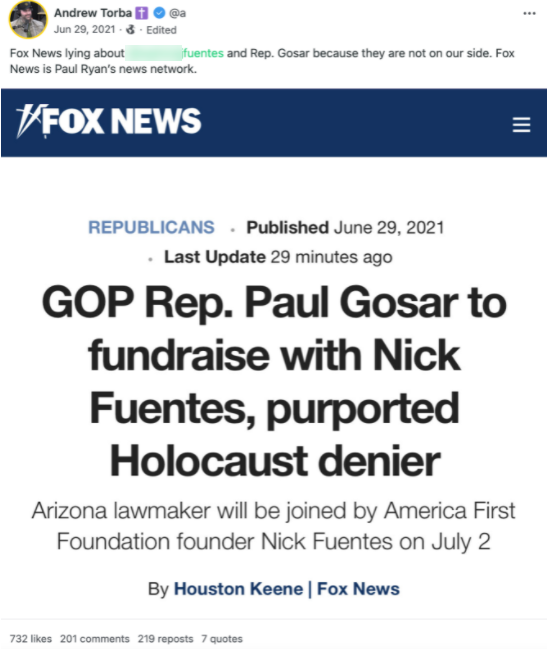 Torba Fuentes Fox News post