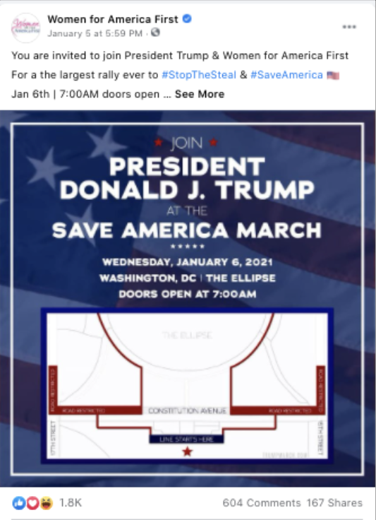 Women for America First promotes January 6