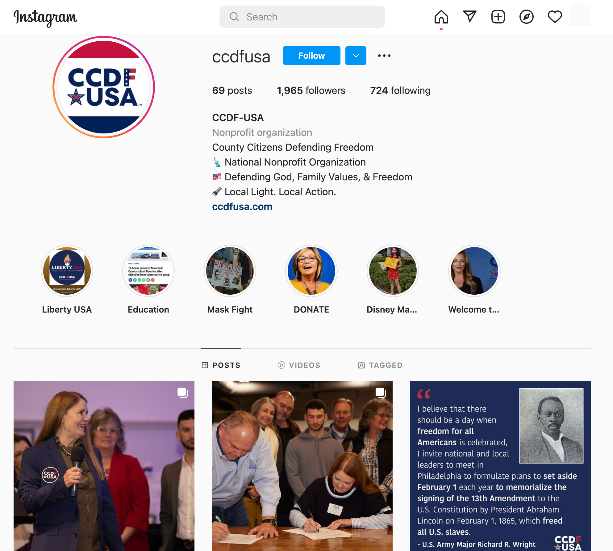 Image of Instagram account 