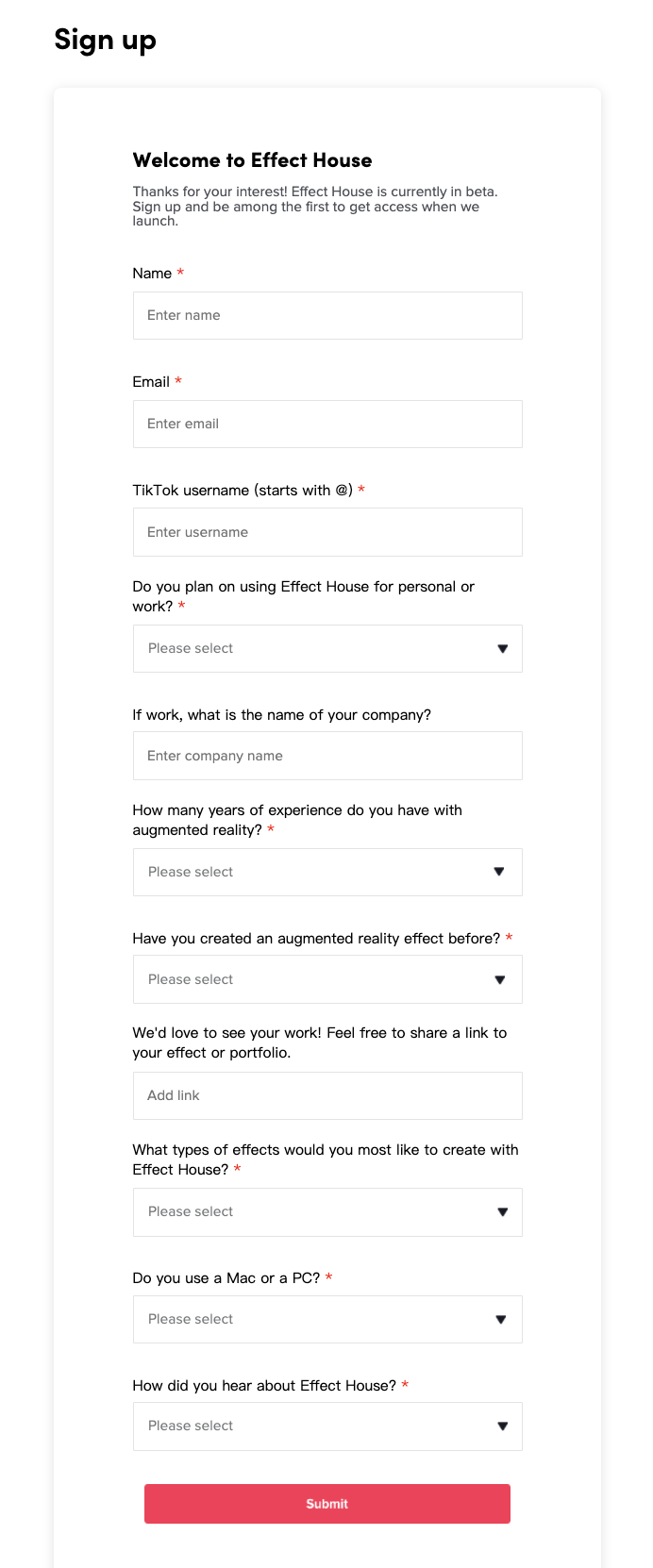 effect house form