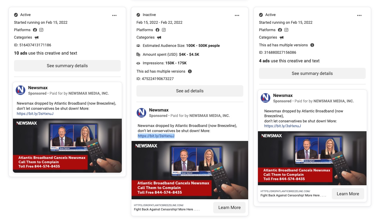 Facebook ad Newsmax Atlantic