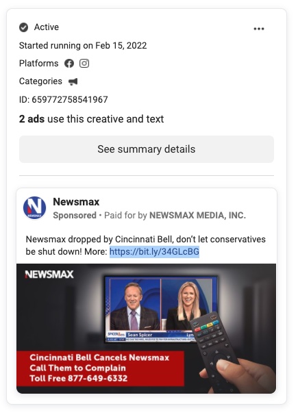 Facebook newsmaxx Cincinnati Bell